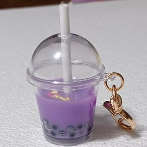 CUTE PURPLE BOBBA DRINK KEYCHAIN